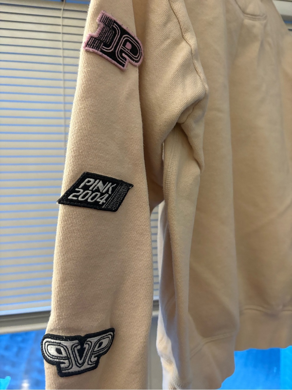 PINK Victoria's Secret Cream Crewneck Sweatshirt with Small Logo - Picture 3 of 6